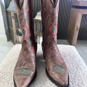 Roper Brown and Turquoise Heeled Boots